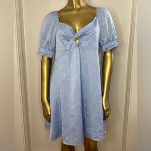 NWT Gianni Bini Short Puff Sleeve Vneck Twist Front Floral Jacquard XL Dress